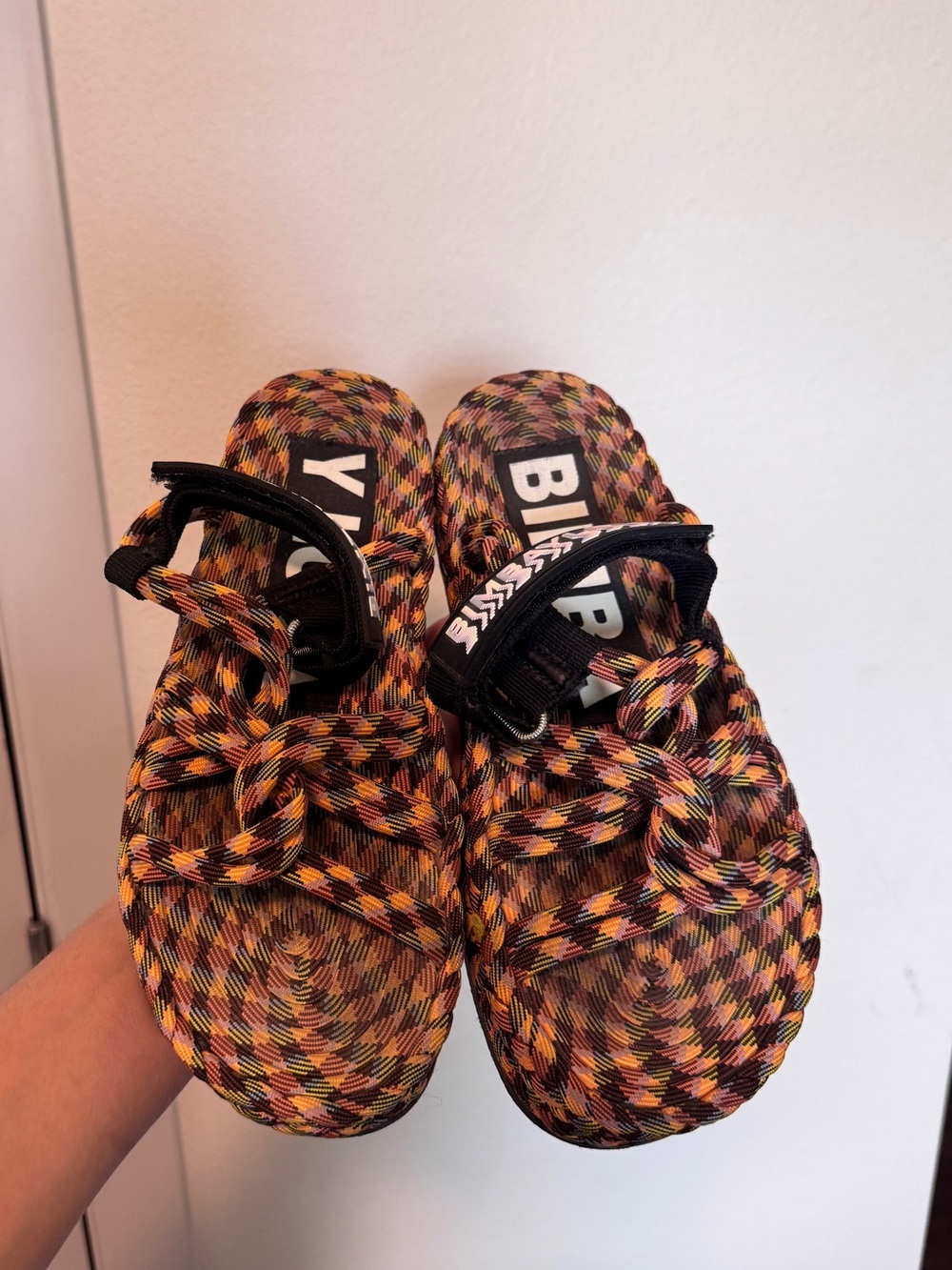 Bimba Y Lola Multicolor Rope Sandals - Black, Orange, Yellow